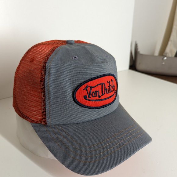 Von Dutch Classic Trucker Hat - NWT - Burnt Orange and Grey - Picture 1 of 12